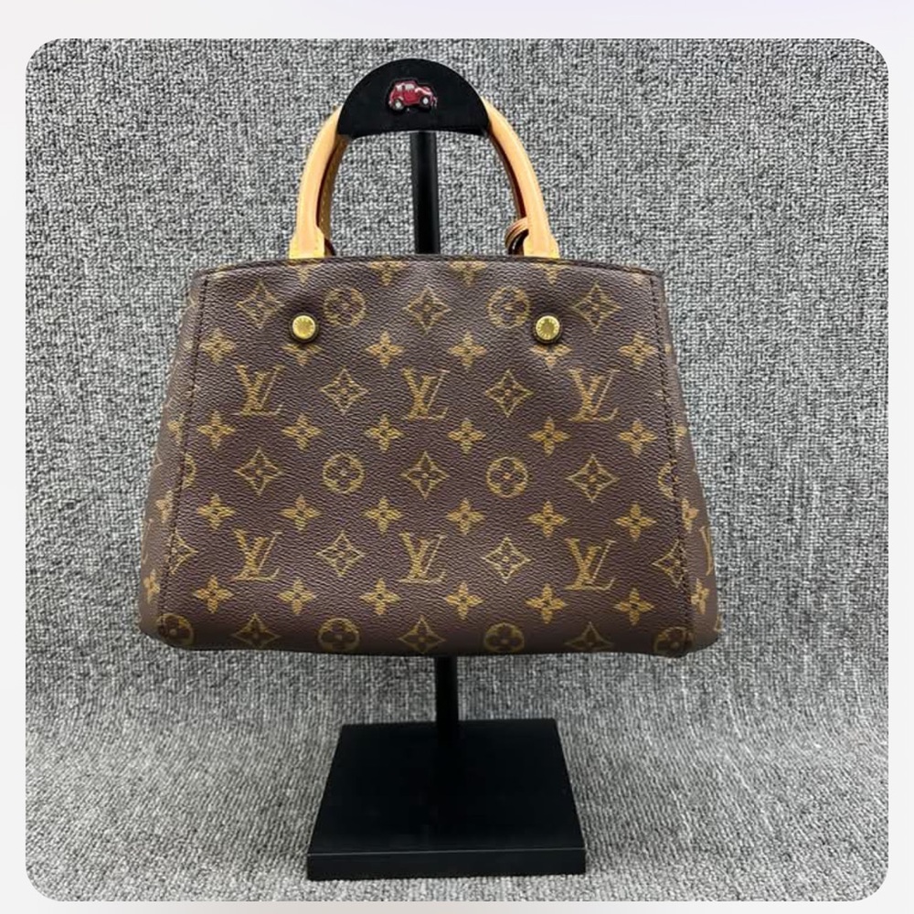 Louis Vuitton Brown Satchel with Monogram Canvas and Gold Hardware